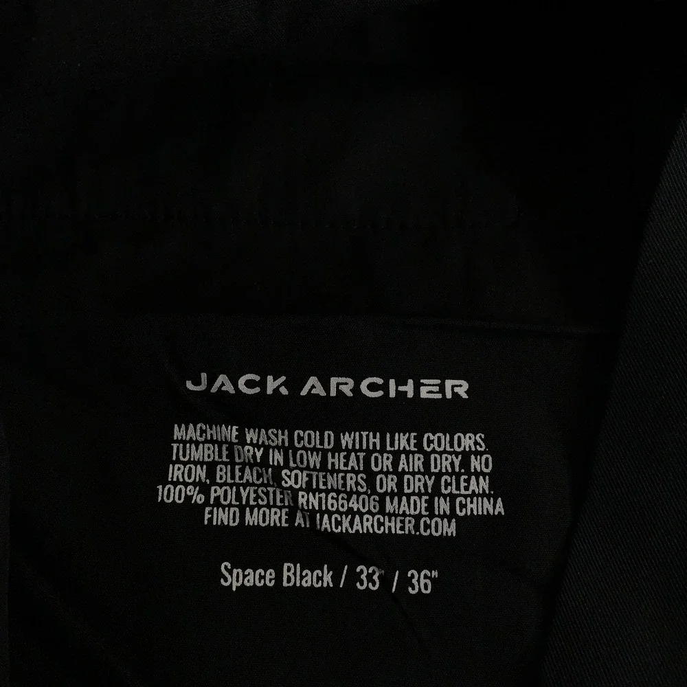 Jack Archer Mens Size 33 x 36 Tailored Slim Fit Black Jetsetter Tech Pant New